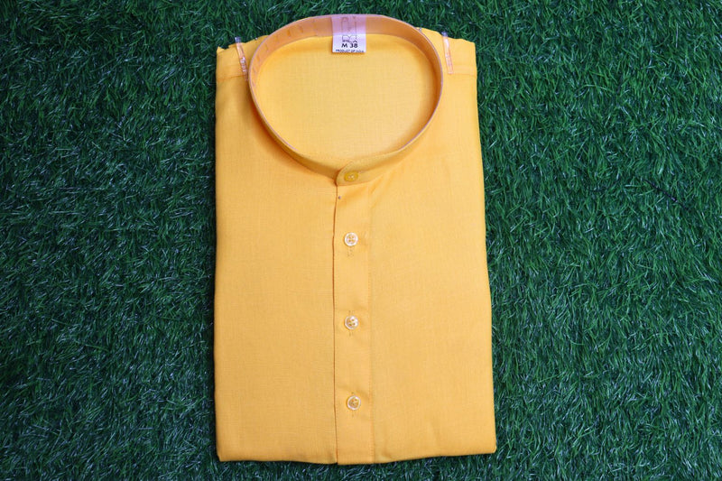 Solid Yellow Plain Kurta for Men specially for Haldi Ceremony by IMLA