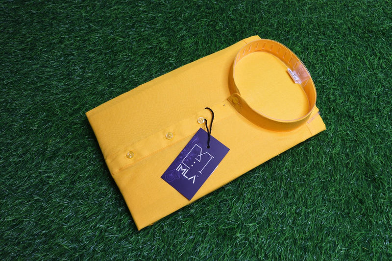Solid Yellow Plain Kurta for Men specially for Haldi Ceremony by IMLA