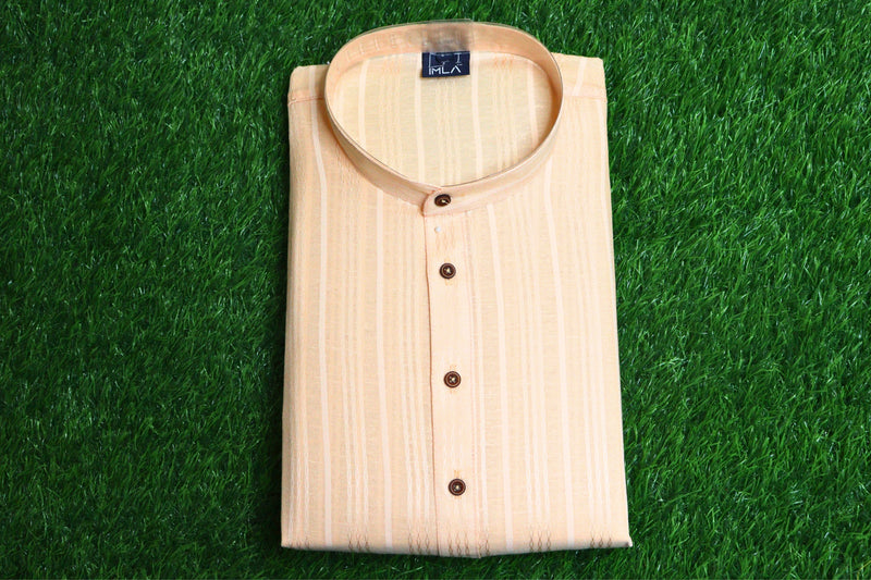 Men's Self Design Kurta | Polyester Cotton Fabric | Stylish & Comfortable Fit
